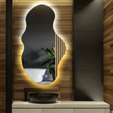 Specchio LED Asimmetrico 2 | Pulsanti touch | Funzione anti-appannamento | Temperatura di colore regolabile - Reyze Serie Ambient Modello 1 - Verticale